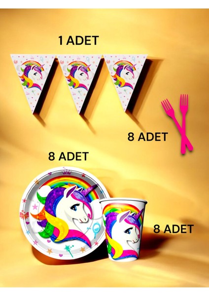 8 Kişilik Unicorn Temalı S Paket - Doğum Günü Parti ve Eğlenceli Etkinlikler fiyatları