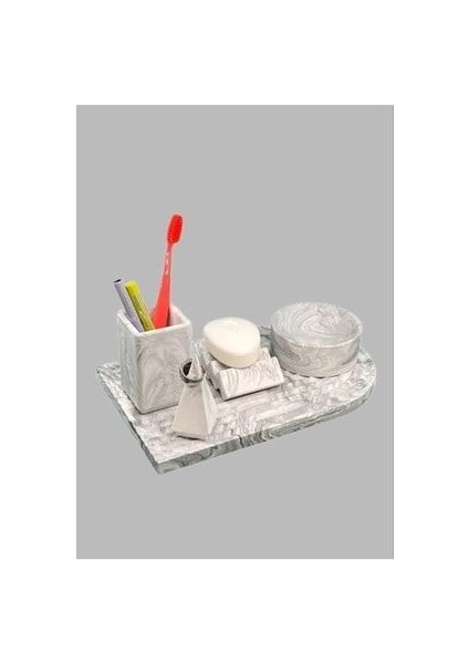 Archade Organizerli Beton Banyo Seti,banyo Seti,katı Sabunluk,diş Fırçalığı,tepsi,yüzüklük