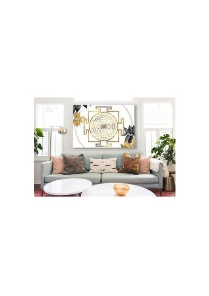 Yaşam Çiçeği, Altın Oran Kutsal Geometri Sri Yantra Kanvas Tablo 50X70 cm modelleri