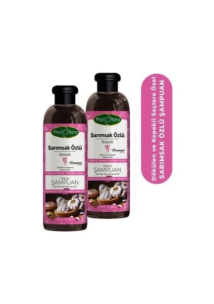 Tuzsuz Yağlı ve Dökülen ve Kepekli Saçlara Özel Sarımsak Özlü Bitkisel Şampuan 400 Ml, 2 Adet