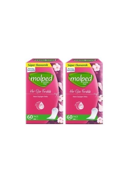 Günlük Ped Her Gün Ferahlık Ince 60 Adet x 2 Paket Toplam 120 Adet