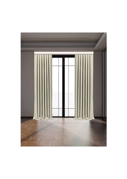 Krem Blackout Işık Geçirmez Fon Perde Pilesiz Ekstraforlu Karartma Güneşlik