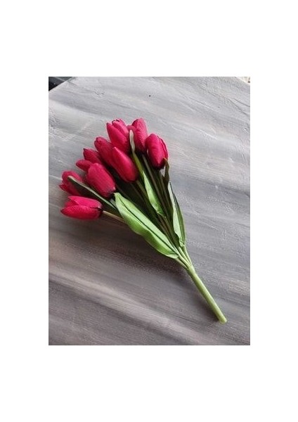 Kumaş Lale Demeti 9 Dal Kırmızı