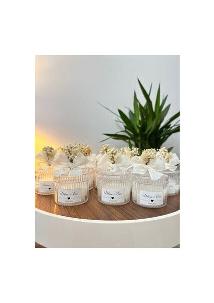 Özel Tasarım Nişan Söz Nikah Dügün Hediyelik Kristal Kapaklı Şekerlik Mum