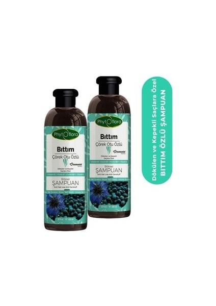 Tuzsuz Dökülen ve Kepekli Saçlara Özel Bıttım Özlü Bitkisel Şampuan 400 Ml, 2 Adet