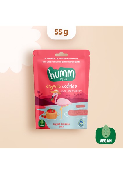 Organik Vegan Çilekli Kurabiye - 55G