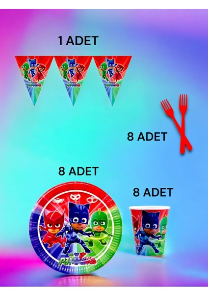 8 Kişilik Pijamask Temalı S Paket - Doğum Günü Parti ve Eğlenceli Etkinlikler