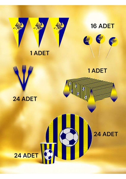 32 Kişilik Lacivert Sarı Taraftar Premium Set - Doğum Günü Parti ve Eğlenceli Etkinlikler fiyatları