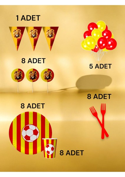 8 Kişilik Kırmızı Sarı Temalı M Paket - Doğum Günü Parti ve Eğlenceli Etkinlikler