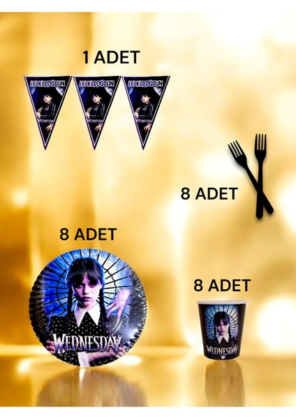 8 Kişilik Wednasday Temalı S Paket - Doğum Günü Parti ve Eğlenceli Etkinlikler fiyatları