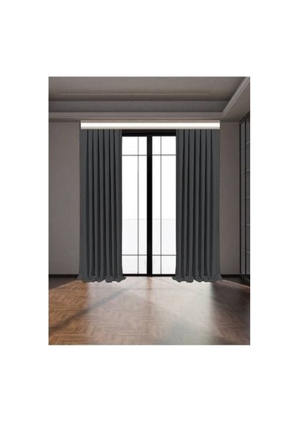 Antrasit Blackout Işık Geçirmez Fon Perde Pilesiz Ekstraforlu Karartma Güneşlik