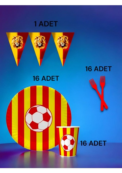 16 Kişilik Kırmızı Sarı Taraftar S Paket - Doğum Günü Parti ve Eğlenceli Etkinlikler