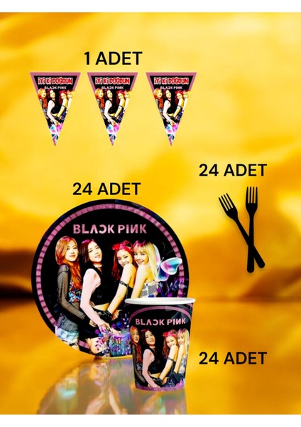 24 Kişilik Black Pink Temalı S Paket - Doğum Günü Parti ve Eğlenceli Etkinlikler fiyatları