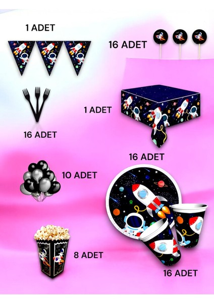 16 Kişilik Uzay Temalı Lü x Set - Doğum Günü Parti ve Eğlenceli Etkinlikler fiyatları