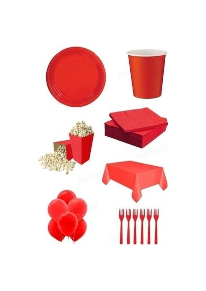 Parti Set Karton Tabak Karton Bardak Çatal/kaşık Kullan At Masa Örtüsü Mısır Kutusu Balon Peçete