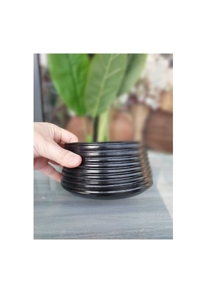 Vazo Kil Siyah Boyalı Kil Vazo 8X13 Cm, Dekor, Saksı, Vazo, Ev Dekor