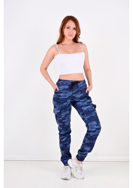Bel ve Paça Lastikli,kargo Cepli Kamuflaj Desen Bayan PANTOLON-91000