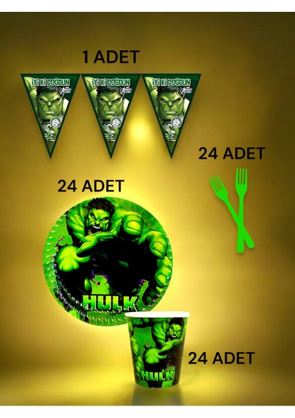 24 Kişilik Hulk Temalı S Paket - Doğum Günü Parti ve Eğlenceli Etkinlikler fiyatları