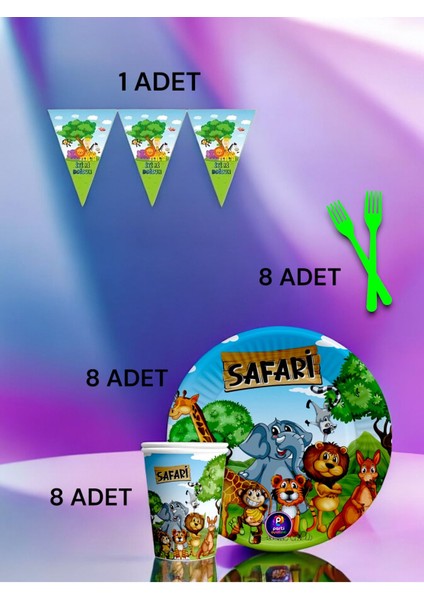 8 Kişilik Safari Temalı S Paket - Doğum Günü Parti ve Eğlenceli Etkinlikler