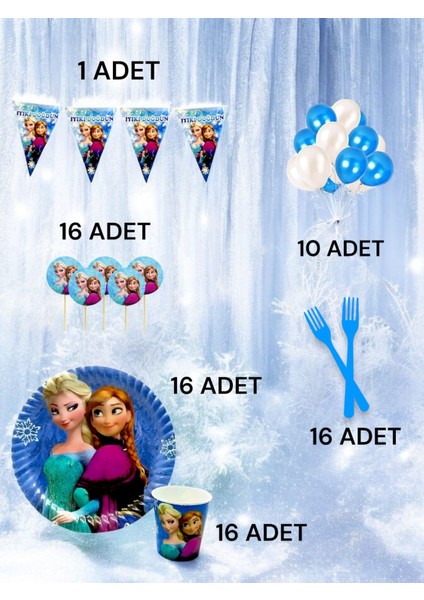 16 Kişilik Frozen Temalı M Paket - Doğum Günü Parti ve Eğlenceli Etkinlikler