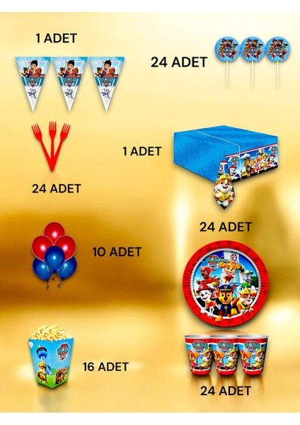 24 Kişilik Paw Patrol Temalı Lü x Set - Doğum Günü Parti ve Eğlenceli Etkinlikler fiyatları
