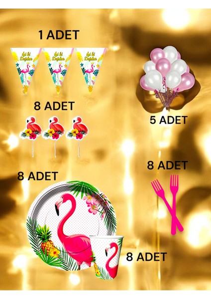 8 Kişilik Flamingo Temalı M Paket - Doğum Günü Parti ve Eğlenceli Etkinlikler fiyatları