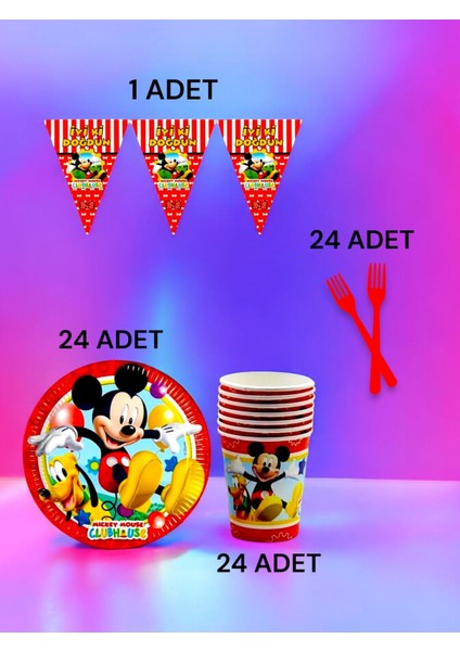 24 Kişilik Mickey Mouse Temalı S Paket - Doğum Günü Parti ve Eğlenceli Etkinlikler