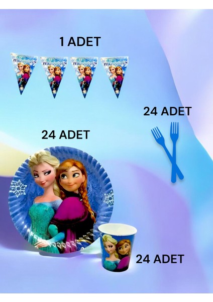 24 Kişilik Frozen Temalı S Paket - Doğum Günü Parti ve Eğlenceli Etkinlikler
