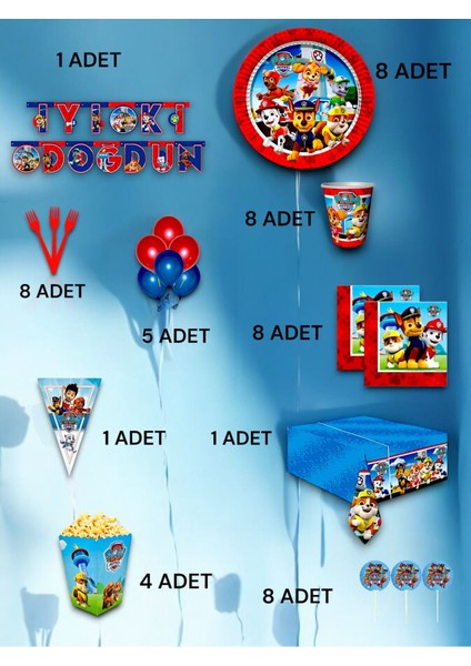 8 Kişilik Paw Patrol Temalı Ultra Lü x Set - Doğum Günü Parti ve Eğlenceli Etkinlikler fiyatları