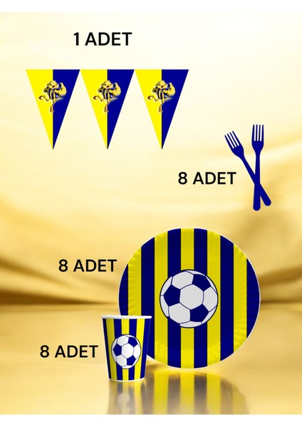 8 Kişilik Lacivert Sarı Taraftar S Paket - Doğum Günü Parti ve Eğlenceli Etkinlikler