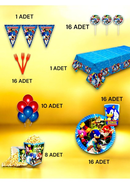 16 Kişilik Sonic Temalı Lü x Set - Doğum Günü Parti ve Eğlenceli Etkinlikler fiyatları