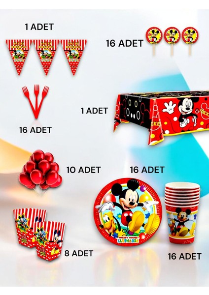 16 Kişilik Mickey Mouse Temalı Lü x Set - Doğum Günü Parti ve Eğlenceli Etkinlikler fiyatları