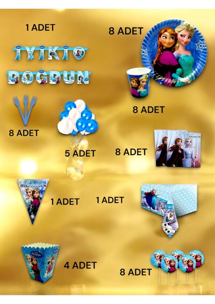 8 Kişilik Frozen Temalı Ultra Lü x Set - Doğum Günü Parti ve Eğlenceli Etkinlikler fiyatları