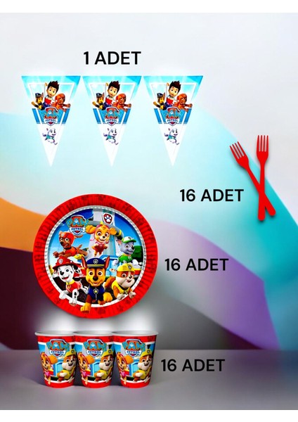 16 Kişilik Paw Patrol Temalı S Paket - Doğum Günü Parti ve Eğlenceli Etkinlikler