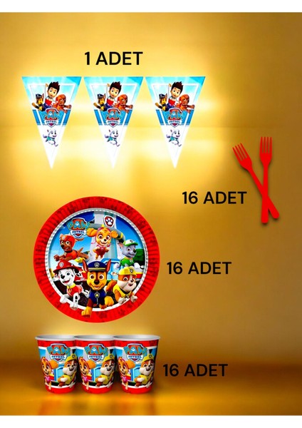16 Kişilik Paw Patrol Temalı S Paket - Doğum Günü Parti ve Eğlenceli Etkinlikler fiyatları