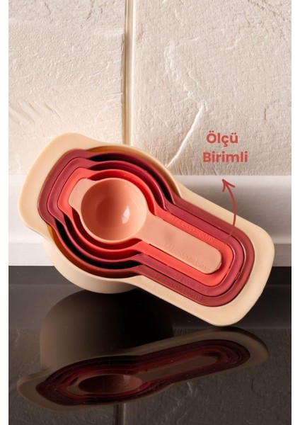 Easy Mix Karıştırma Kabı Seti 9 Parça- Ölçü Kaşığı ve Süzgeçli Turuncu