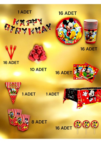 16 Kişilik Mickey Mouse Temalı Ultra Lü x Set - Doğum Günü Parti ve Eğlenceli Etkinlikler fiyatları