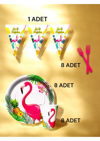 8 Kişilik Flamingo Temalı S Paket - Doğum Günü Parti ve Eğlenceli Etkinlikler fiyatları