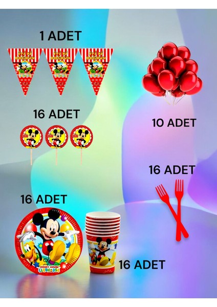 16 Kişilik Mickey Mouse Temalı M Paket - Doğum Günü Parti ve Eğlenceli Etkinlikler