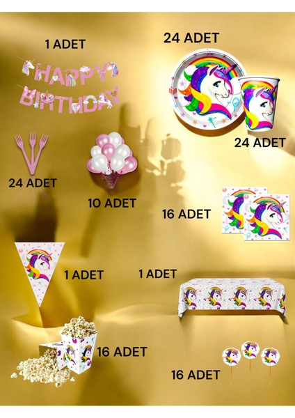 24 Kişilik Unicorn Temalı Ultra Lü x Set - Doğum Günü Parti ve Eğlenceli Etkinlikler fiyatları