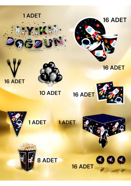 16 Kişilik Uzay Temalı Ultra Lü x Set - Doğum Günü Parti ve Eğlenceli Etkinlikler fiyatları