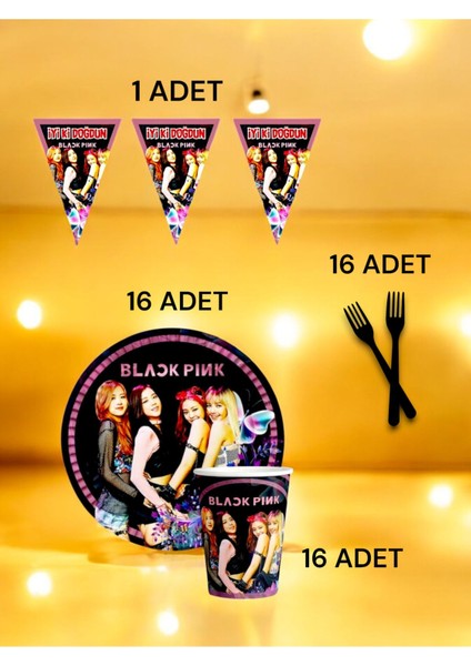 16 Kişilik Black Pink Temalı S Paket - Doğum Günü Parti ve Eğlenceli Etkinlikler fiyatları