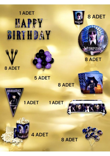 8 Kişilik Wednesday Temalı Ultra Lü x Set - Doğum Günü Parti ve Eğlenceli Etkinlikler fiyatları