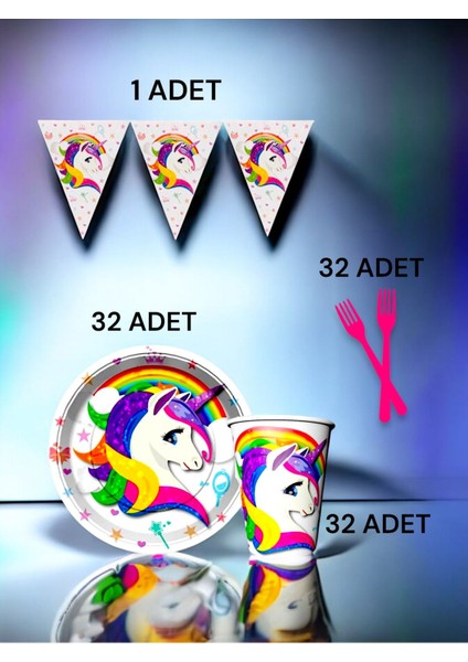 32 Kişilik Unicorn Temalı S Paket - Doğum Günü Parti ve Eğlenceli Etkinlikler fiyatları