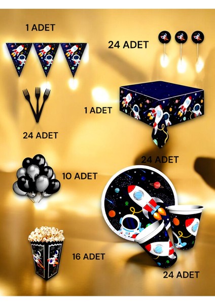 24 Kişilik Uzay Temalı Lü x Set - Doğum Günü Parti ve Eğlenceli Etkinlikler fiyatları