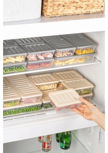 6'lı Set Freshbox Mikrodalga ve Difrize Uygun Saklama Kabı Set 2 - X2 1,2 Lt / X4 0,6 Lt Krem