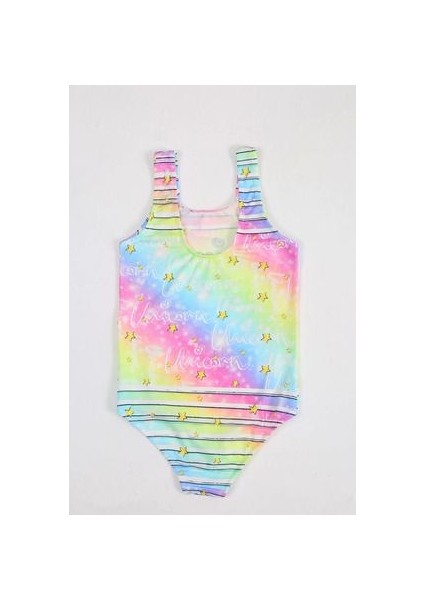 Papiş Kız Çocuk Mayo Renkli Unicorn Desenli Uzun Kollu Rahat Hızlı Kuruyan Deniz Mayosu fırsatları