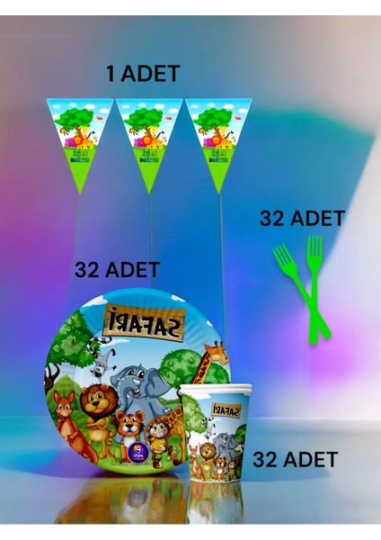 32 Kişilik Safari Temalı S Paket - Doğum Günü Parti ve Eğlenceli Etkinlikler