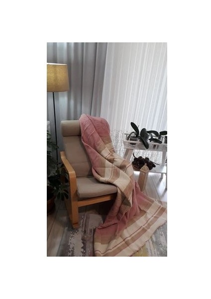 4 Mevsim Pamuklu Batttaniye Çift Kişilik 180*220CM Balkon Tv Battaniyesi Pembe Çizgili modelleri