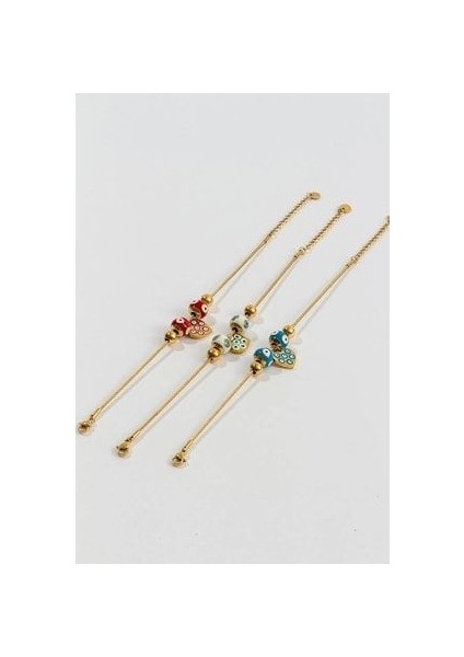 Kadın BNJE Beyaz Nazar Boncuklu Çelik Bileklik